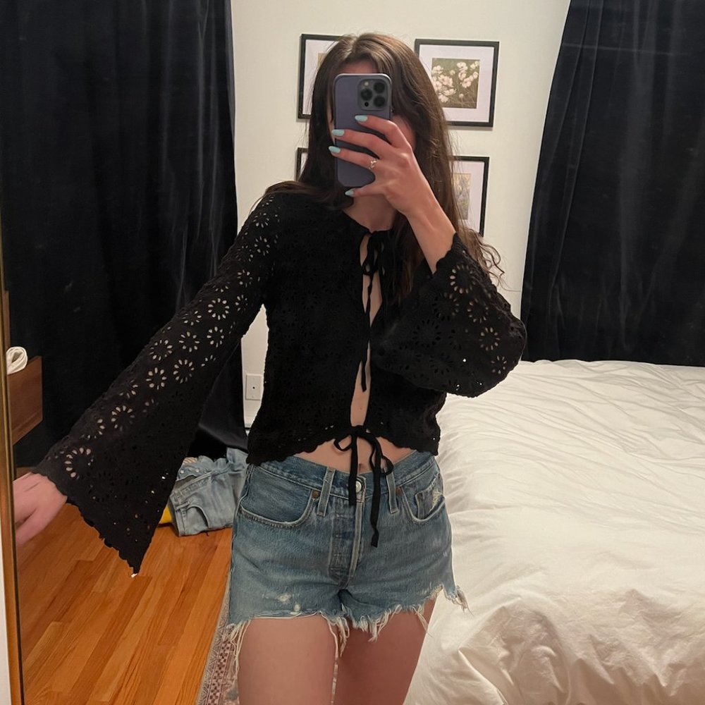 70s Style Black Long Sleeve Shirt